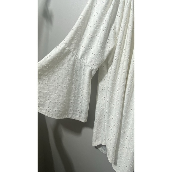 Melissa Paige Women's White Eyelet Top Size L Oversized Resort Boho Cowgirl - Picture 2 of 7